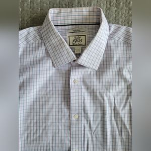 jos a bank Dress shirt long sleeve 16.5 34 Blue pink plaid